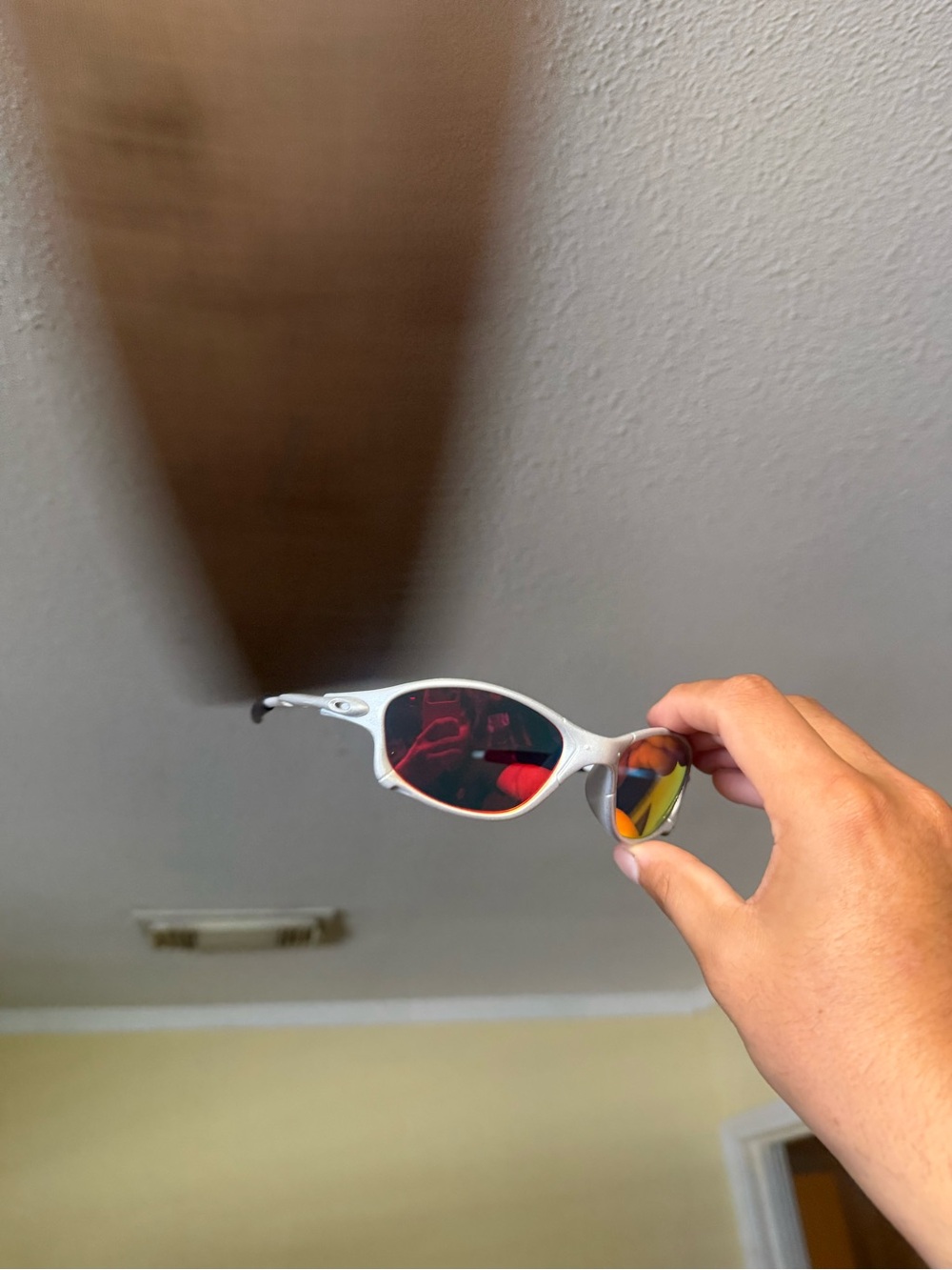 Oakley White Frame Sunglasses with Red/Gold Mirror Lenses oakleys